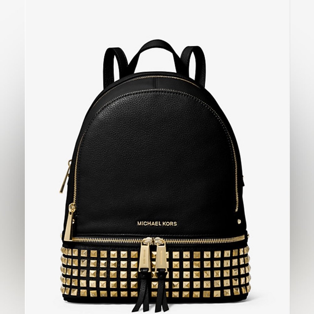 Michael Kors Rhea Studded Pebbled Leather Backpack